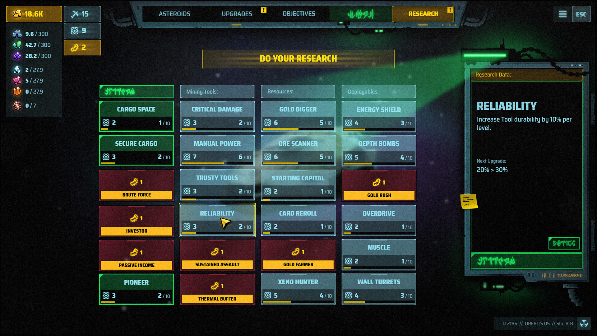 Orebits research tree